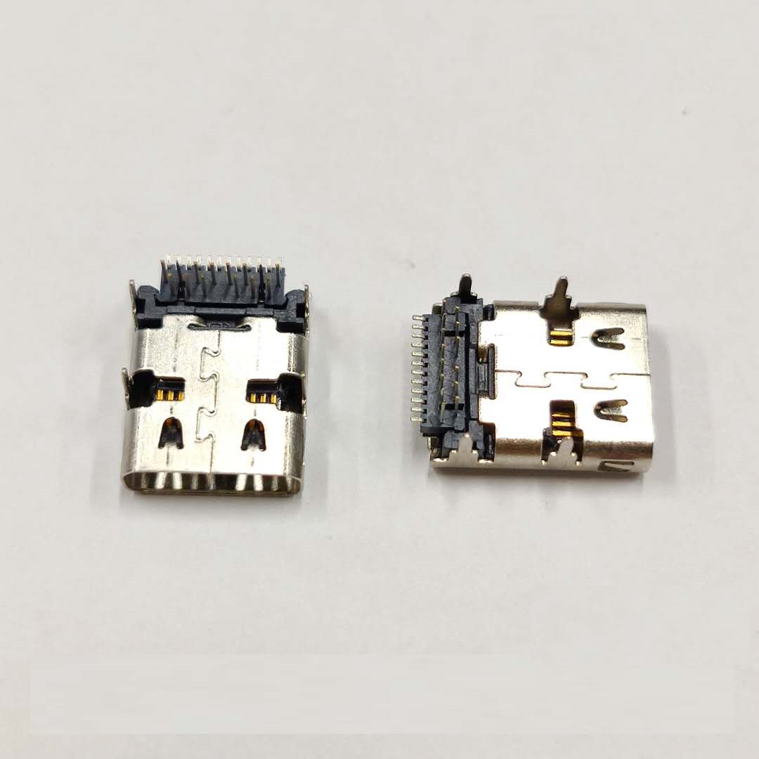 TYPE C 24P母座 板上四腳插板 10.79長 腳長1.5/1.9 針前插後貼