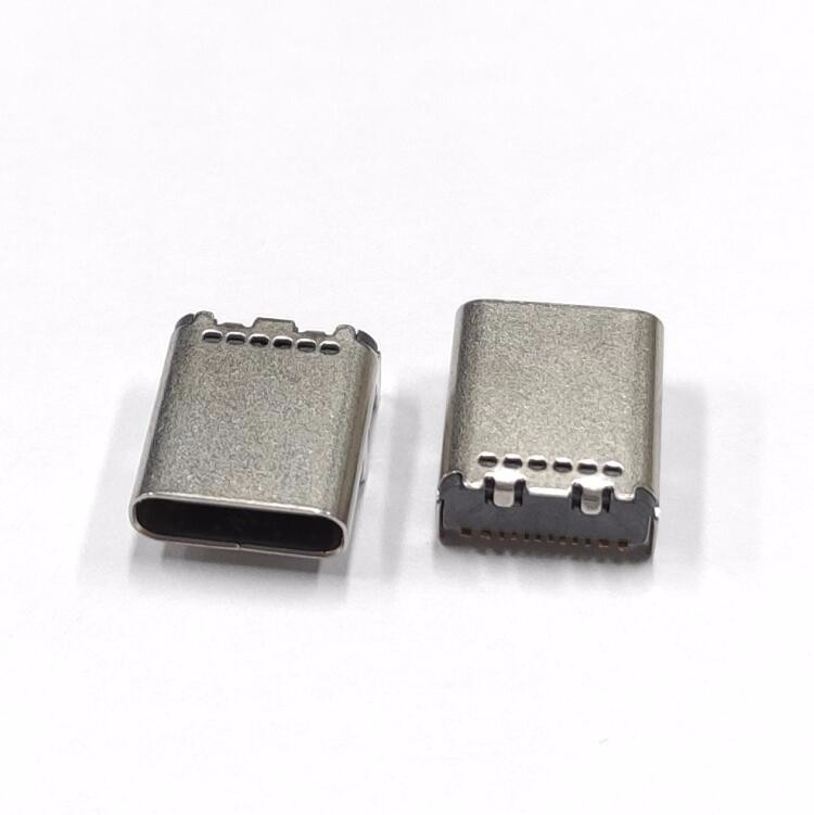 TYPE C 16P母座 10.0長板上四腳插板 單排針貼片