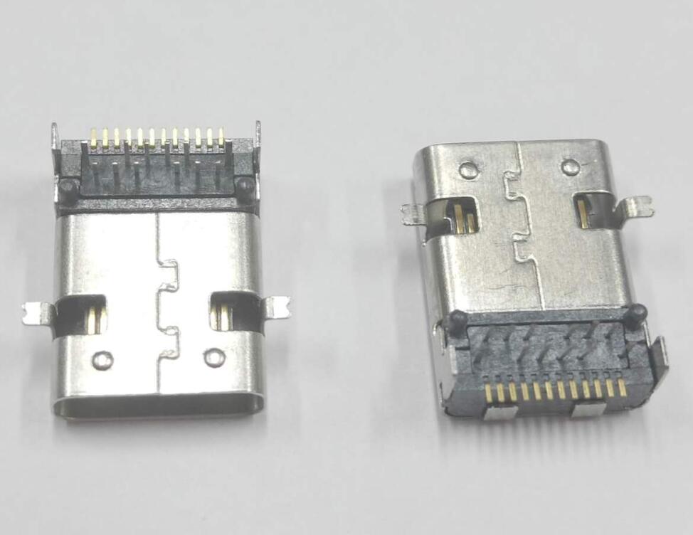 TYPE C 24P母座 板上前貼後插 L=11.95長 針前插後貼 有柱