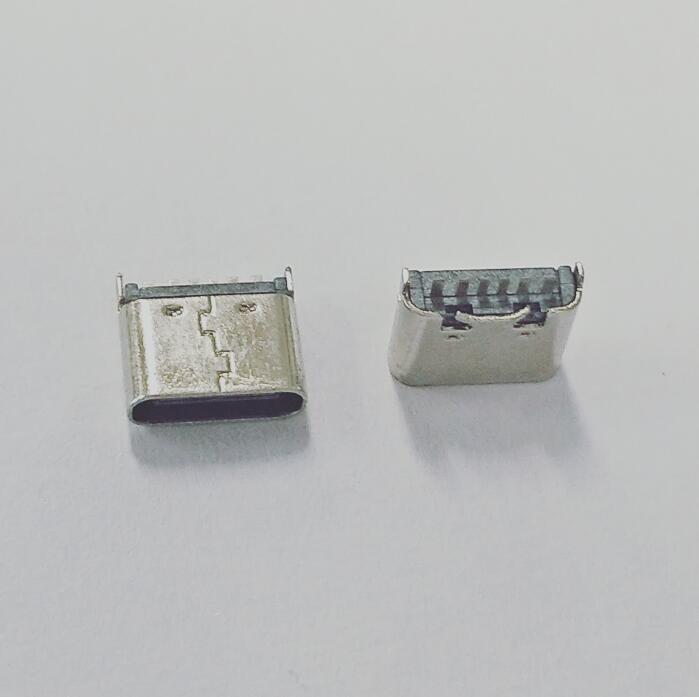 TYPE-C母座6P立式插板DIP  L=6.8(10.0 / 10.5)MM