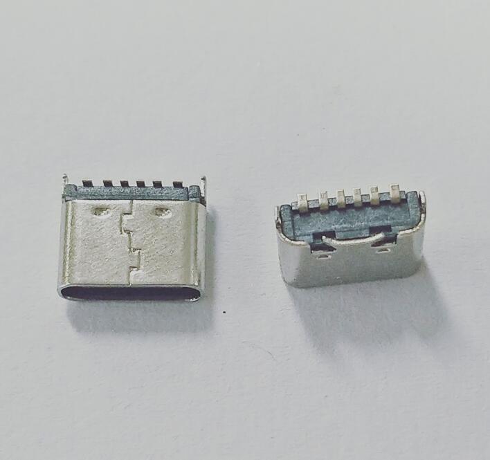 TYPE-C母座6P立式貼板SMT  L=6.8(10.0 / 10.5)MM