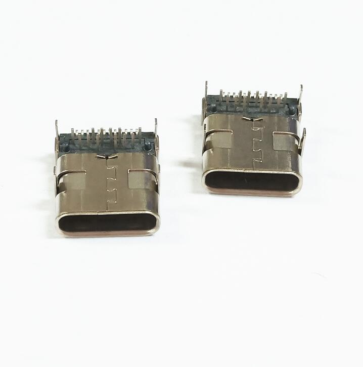 TYPE-C母座24P雙殼四腳插板SMT+DIP  9.95 / 8.6 長