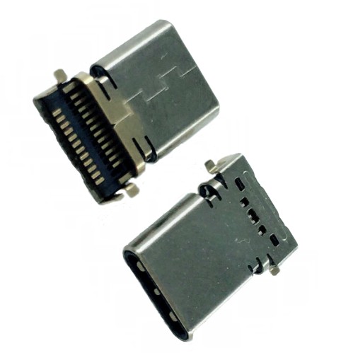 TYPE C 24P公頭 沉板四腳前貼後插 雙排針貼片SMT