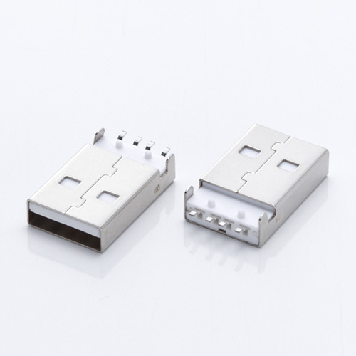 UB-A-2.0-4-E-MM-W-18.7-(P定位) (USB 2.0 / 公頭沉板 / SMD 白膠有柱)