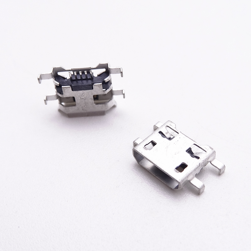 MUB-B-5-EM-0-V1.0-4P-PG10.5-S (MICRO USB 5P母座 沉板1.0/0.8 /4定位/ 卷邊)