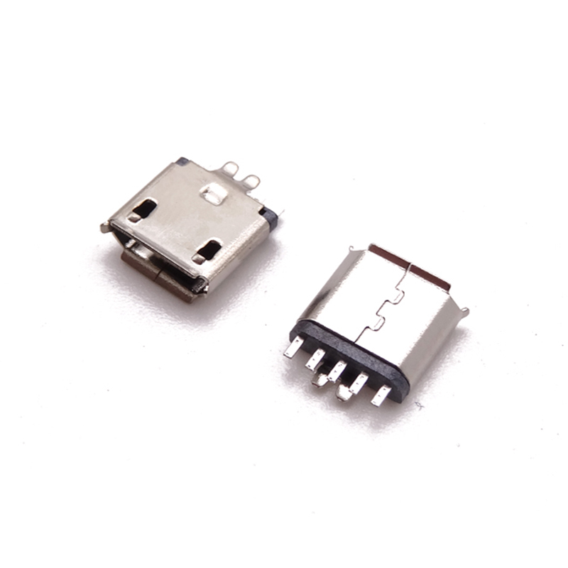 MUB-B-5-KTM-0-0.8-S (MICRO USB 5P母座夾板/焊線 /0.8 / 卷邊)