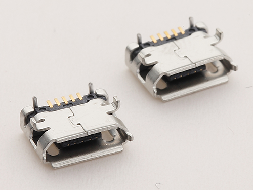 MUB-B-5-YM-B-PG8.6-S (MICRO USB 母座牛角 /後腳4.45 / PG8.6 定位2腳/ 卷邊 )