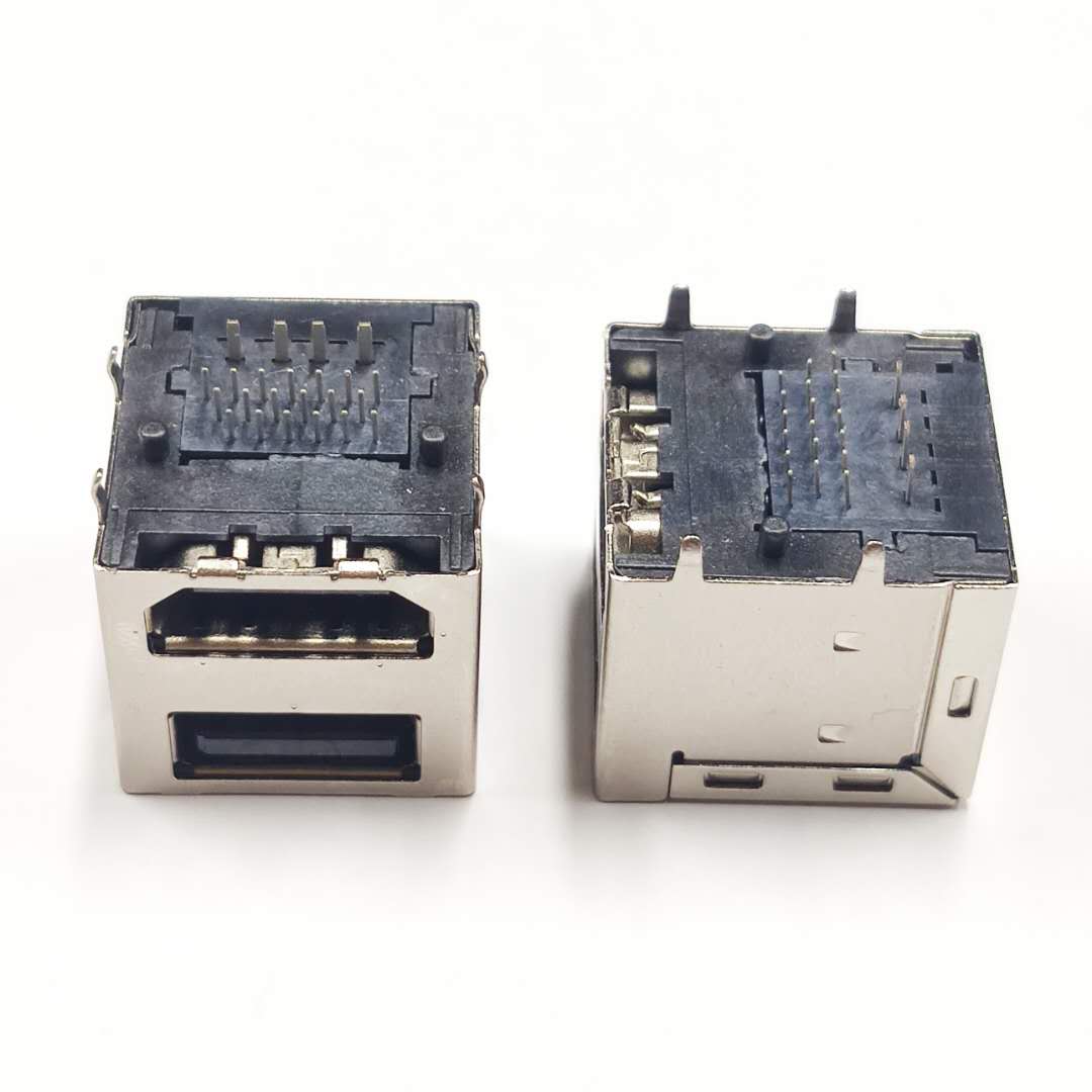 HDMI-19-2AD-PG14.5-P4-+USB (HDMI A型19P母座+USB /  90度四腳插板)
