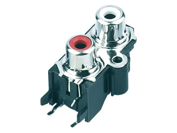 AV插座 AV2-8.4-60 90度雙層兩聯 帶螺孔 3P兩腳