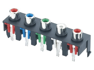 AV插座 AV5-8.4-59 五聯排180度立式插板 10P三腳插板