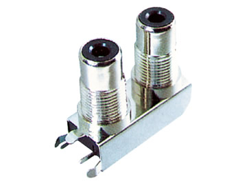 AV插座 AV2-8.4-57 90度雙層5P插板 金屬頭 黑膠口