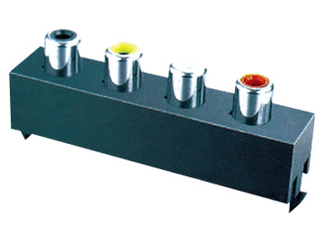 AV插座 AV4-8.4-36 180度立插四聯排 十腳直插 黑黃白紅色