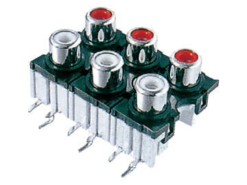 AV插座 AV6-8.4-33 90度雙層六聯排 9P插板