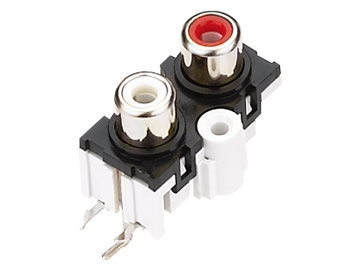 AV插座 AV2-8.4-33 90度雙層3P插板 帶螺孔 紅白雙色