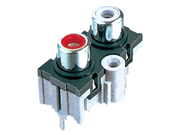 AV插座 AV4-8.4-32C 180度3P立插 雙聯排 帶螺孔 紅白雙色