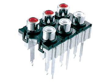 AV插座 AV6-8.4-32B 9P直插180度 六聯排加長腳墊高