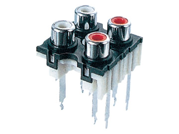 AV插座 AV4-8.4-32B 180度立式6P直插 四聯排加長腳 墊高