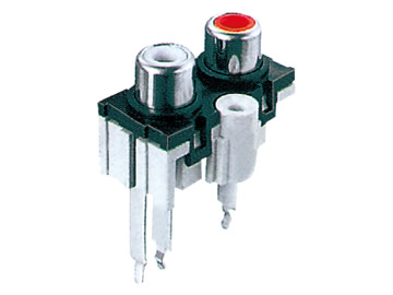 AV插座 AV2-8.4-32B 180度直插2P 雙聯排 帶螺孔 加長腳墊高