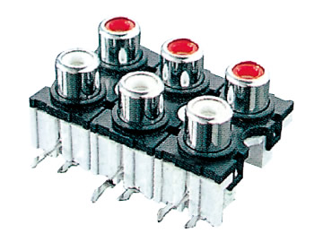 AV插座 AV6-8.4-32 90度雙層六聯排 9P插板 帶螺孔