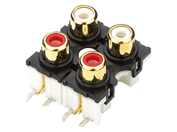 AV插座 AV4-8.4-32 90度雙層雙聯排 6P插板 帶螺孔 鍍金