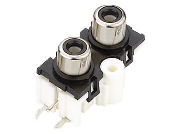 AV插座 AV2-8.4-32 90度雙層3P插板 帶螺孔 黑色