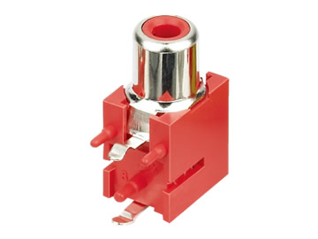 AV插座 AV-8.4-4A2 90度2P插板 帶三定位柱 紅色底座