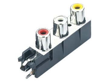 AV插座 AV3-8.4-30P 90度三層6P插板 有孔 黃白紅三色