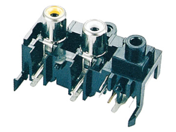 AV插座 AV2-8.4-29 90度三聯排七腳插板 有柱帶孔 單個全塑