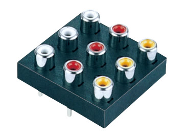 AV插座 AV9-8.4-28 180度直插21P 九聯排 白黃紅三色