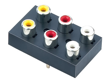 AV插座 AV6-8.4-28 180度14P直插六聯排 有孔 黃紅白色