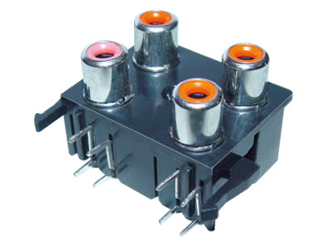 AV插座 AV4-8.4-27 90度雙層雙聯排 8P插板兩腳 有孔 橙色粉色