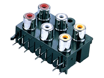 AV插座 AV6-8.4-26 90度雙層三聯排13P插板 兩腳 帶螺孔