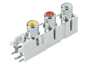 AV插座 AV3-8.4-25 90度三層4P插板 兩腳 白紅黃三色