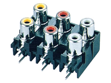 AV插座 AV6-8.4-21 90度雙層三聯排 9P兩腳插板