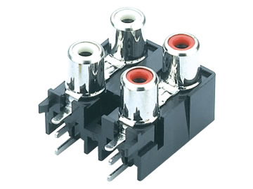 AV插座 AV4-8.4-21 90度雙層雙聯 6P兩腳插板