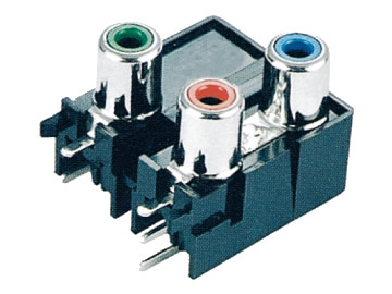 AV插座 AV3-8.4-21 90度雙層三聯排 5P兩腳插板