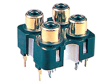 AV插座 AV4-8.4-20B 立式180度八腳插板 四聯排 有孔鍍金外殼