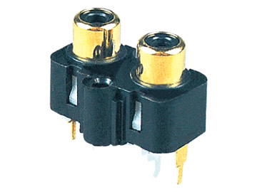 AV插座 AV2-8.4-20B 180度直插4P雙聯排 帶螺孔 鍍金外殼