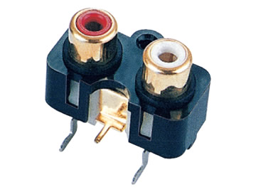 AV插座 AV2-8.4-20 90度雙聯排3P插板 帶螺孔 鍍金外殼