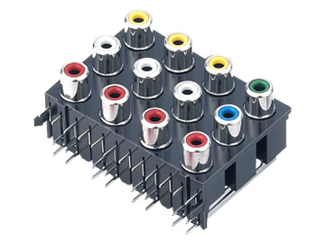 AV插座 AV12-8.4-19 90度三層四聯排 24P兩腳插板