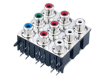 AV插座 AV9-8.4-19 90度三層三聯排 21P兩腳插板