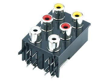 AV插座 AV6-8.4-19 90度三層雙聯排 12P插板兩腳 有孔