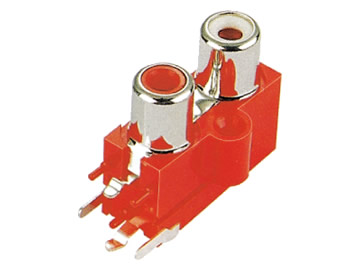 AV插座 AV2-8.4-18(A) 90度雙層七腳插板 紅膠 帶螺孔