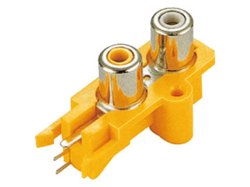 AV插座 AV2-8.4-16 90度雙層3P兩腳插板 帶螺孔 黃膠