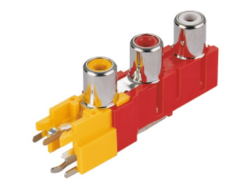 AV插座 AV3-8.4-15(A) 90度三層6P兩腳插板 白紅黃三色