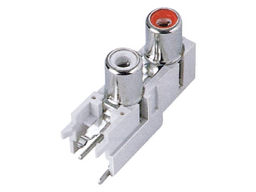 AV插座 AV3-8.4-15(A) 90度雙層5P插板 紅白色雙聯