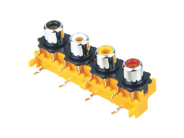 AV插座 AV4-8.4-14 90度四聯排8P三腳插板 三螺孔