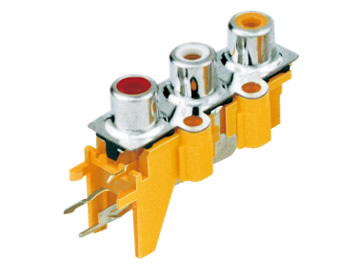 AV插座 AV3-8.4-13CP 90度三层7脚插板 双螺孔 黄色底座