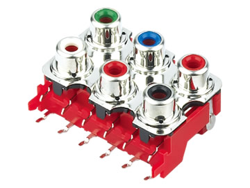 AV插座 AV6-8.4-13AP 90度雙層三聯排9P兩腳插板 雙孔 綠藍紅白黑五色