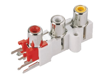 AV插座 AV3-8.4-11 90度三層五腳插板 帶螺孔 黃白紅色插口